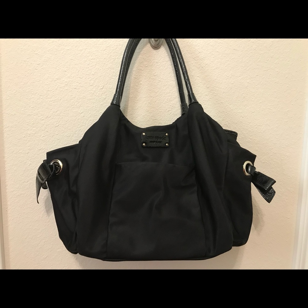 Kate Spade Stevie Black Bow Baby Bag w/ pad